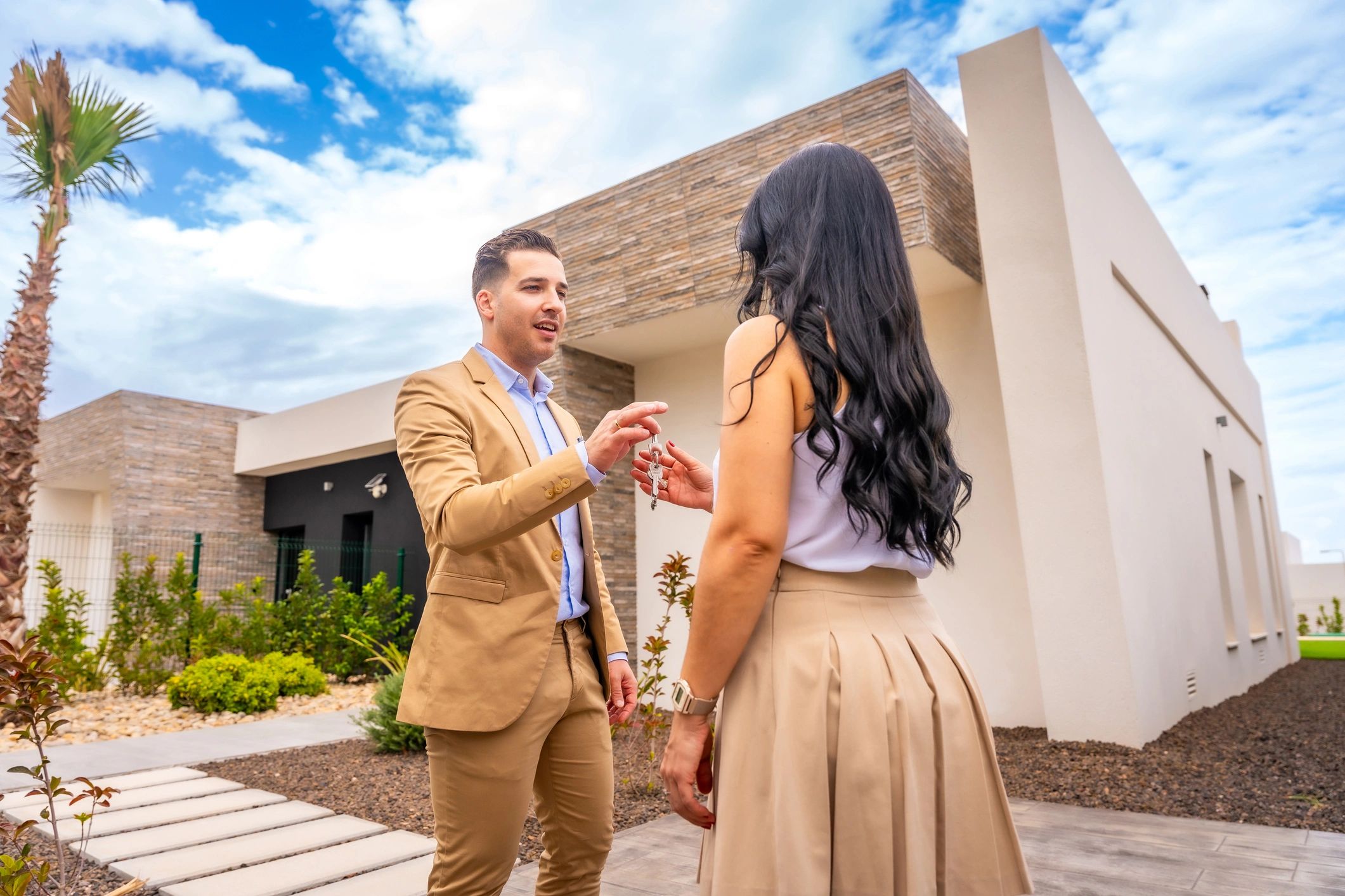 Homeowner receiving house keys