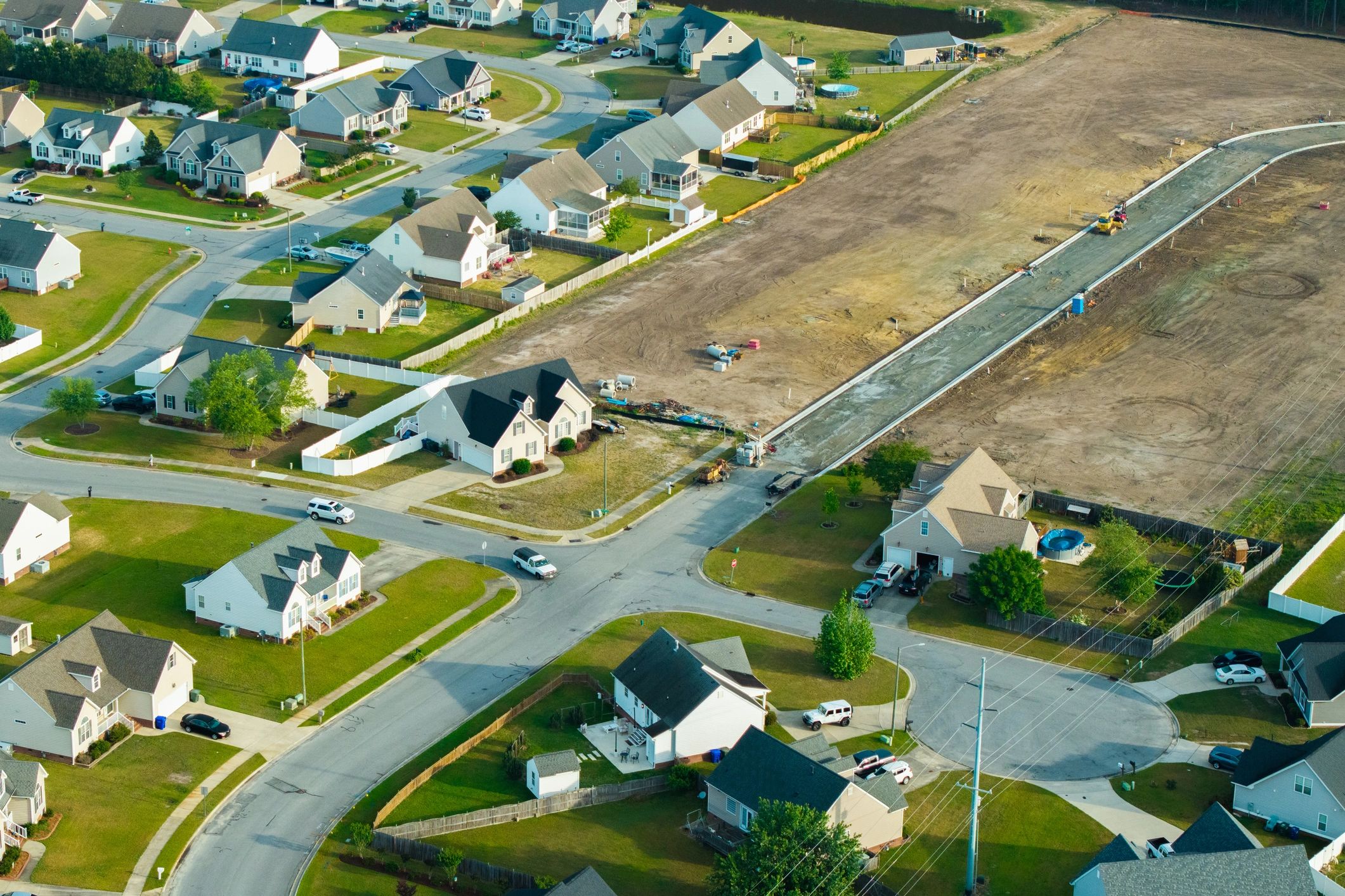Suburban homes in a growing neighborhood